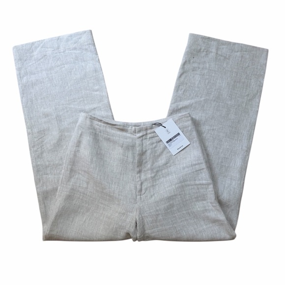 REFORMATION NWT JONI LINEN CROPPED PANT IN OATMEAL. - Picture 4 of 7